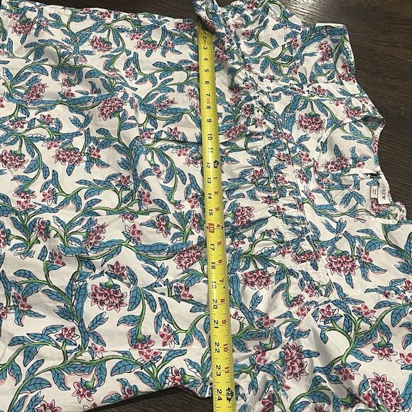 J Crew Puff Sleeve Top Lot Of 2 Women’s 2X Blue Striped Floral Blouses Beach - Picture 5 of 7